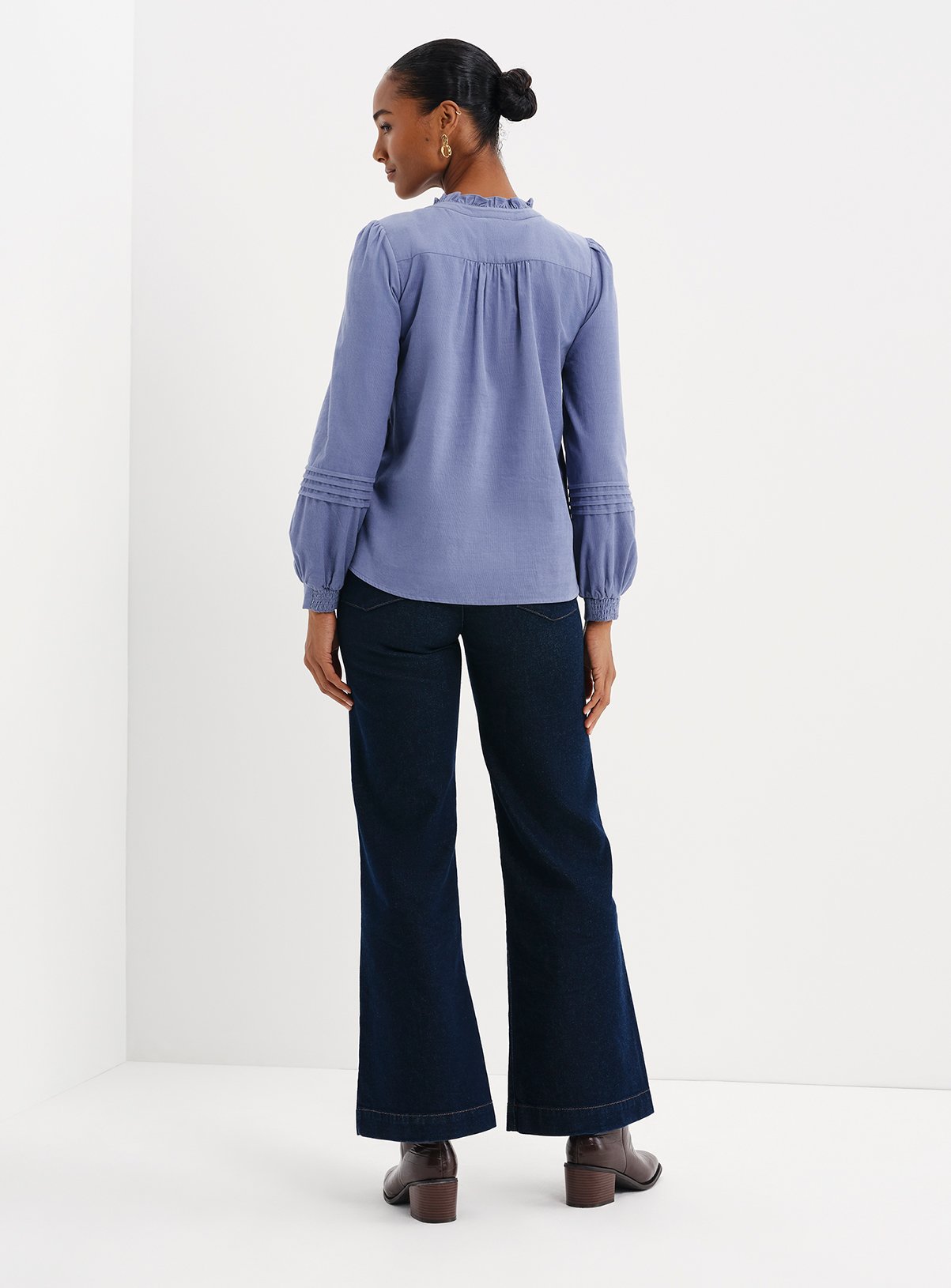 FINERY Lucy Corduroy Pintuck Long Sleeve Shirt 16 - Image 6 thumbnail